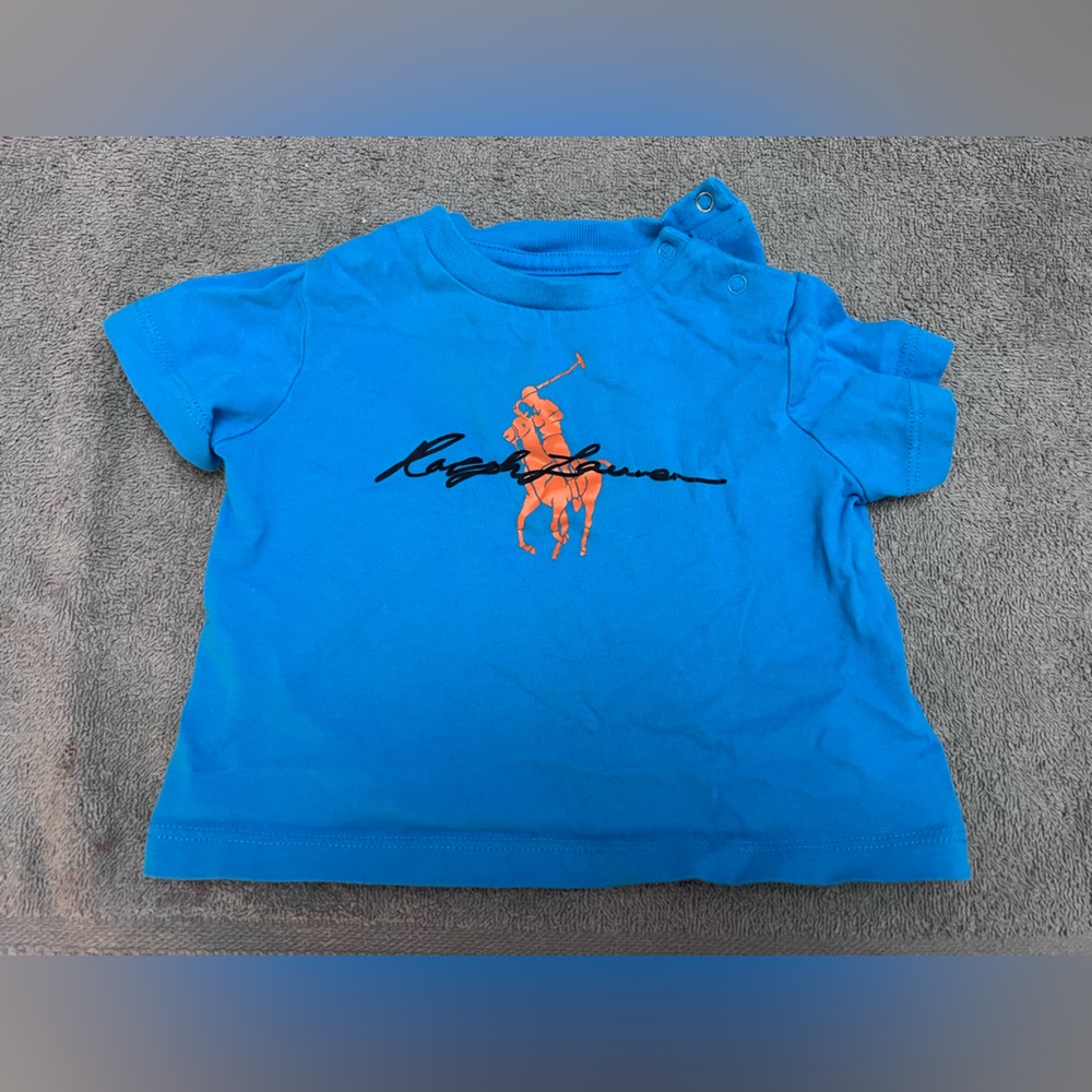 Ralph Lauren Blue and Orange Kids Shirt- Size 3 Months